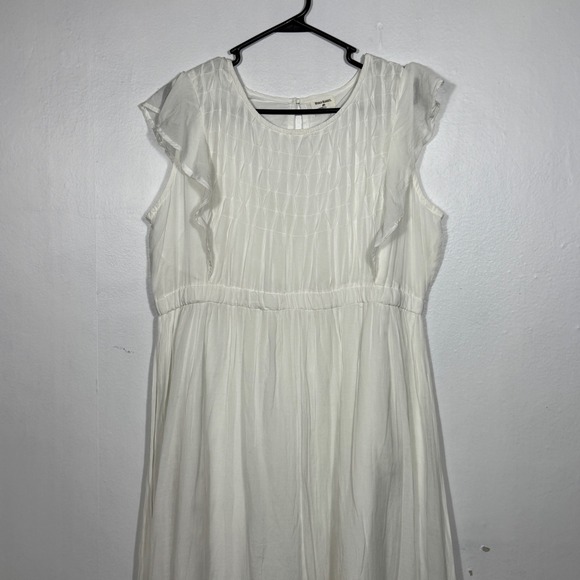 World Market Cottagecore White Maxi Dress Sz L/XL Flutter Sleeve Boho Fairycore - Picture 3 of 16